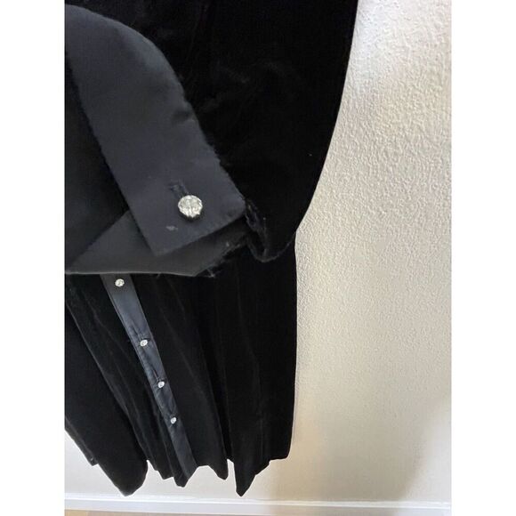Chez California By Tandy Size 14W Black Velvet Dress Rhinstone Buttons Modest - Picture 4 of 7
